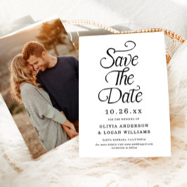 Reserve A Data Elegant Vintage Script Photo Wedding Save the Date