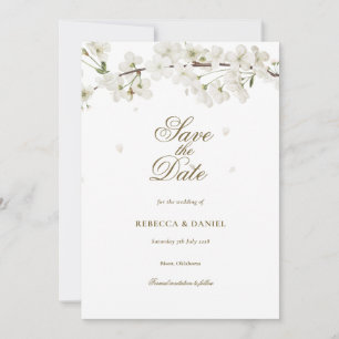 Reserve A Data Elegant White Blossom Floral Save the Date