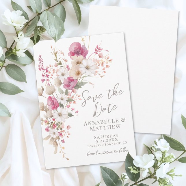 Reserve A Data Elegant Wildflower Floral Wedding (Elegant Wildflower Floral Wedding Save the Date)