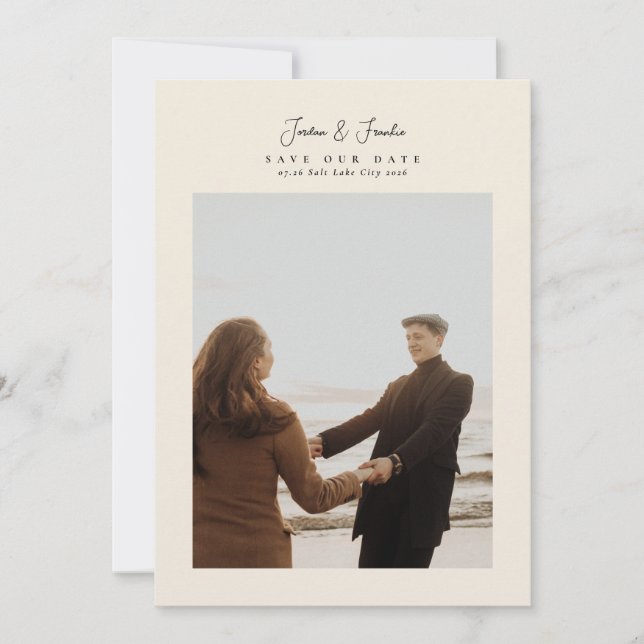 Reserve A Data Elegante 5 colagem de fotos em caligrafia para cas (Frente)