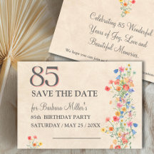 Elegante 85º Aniversário - Design de Flor Silvestr
