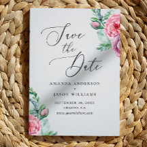 Elegante água-tinta rosa boho floral casamento no