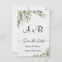 Elegante Aquarela de Eucalipto "Save the Date" Mon