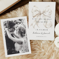 Elegante Arco Branco Save the Date com Foto