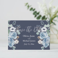 Elegante Azul Escuro e Floral Branco com Letra Man