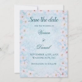 Reserve A Data Elegante Blue Cherry Blossom Salva a Data Casament