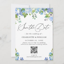 Reserve A Data Elegante Blue Hydrangea Greenery Foto Casamento QR