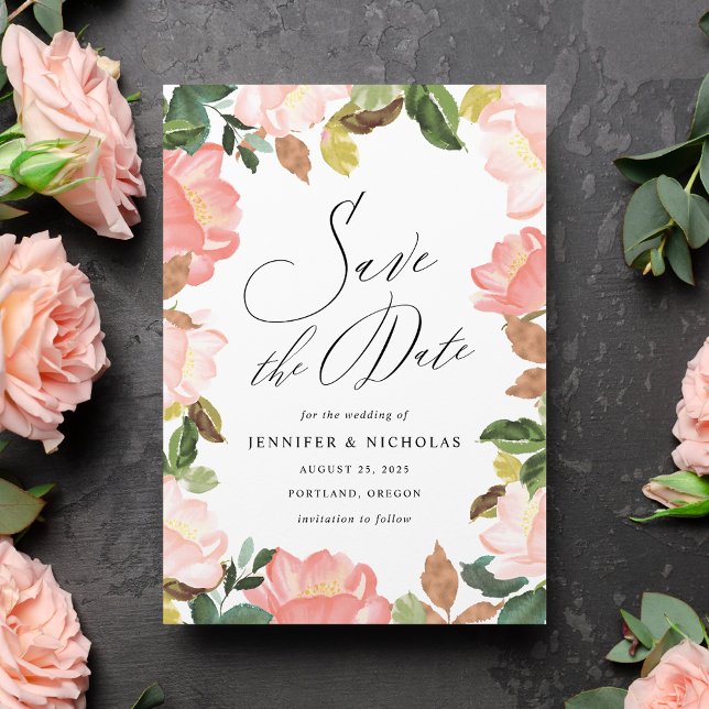 Reserve A Data Elegante Blush Primavera Floral Salvar a Data (Criador carregado)
