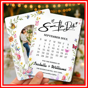 Reserve A Data Elegante Boho Flor de Campo Floral Borboletas Casa