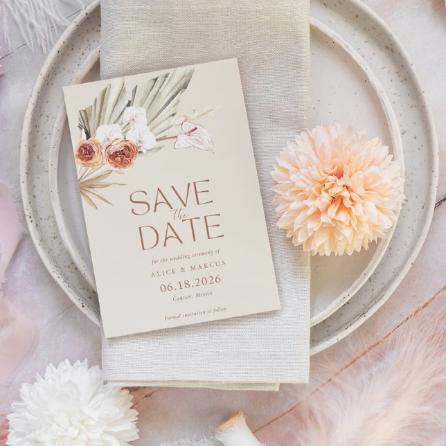 Reserve A Data Elegante Boho Floral Foto Casamento Salve A Data (Criador carregado)