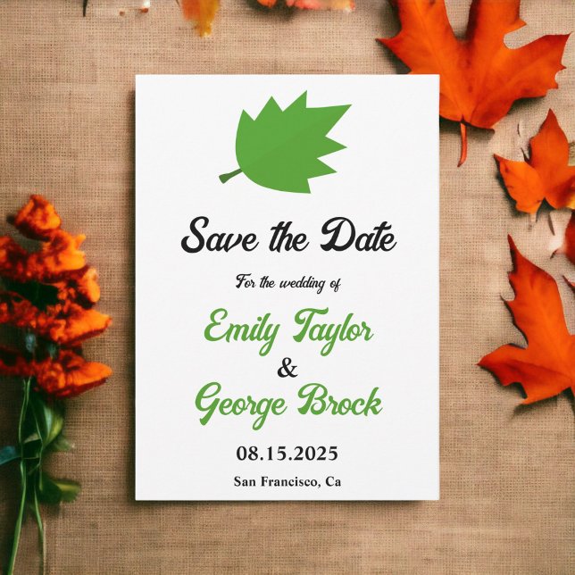 Reserve A Data Elegante Boho Green Autumn deixa Casamento outono (Criador carregado)