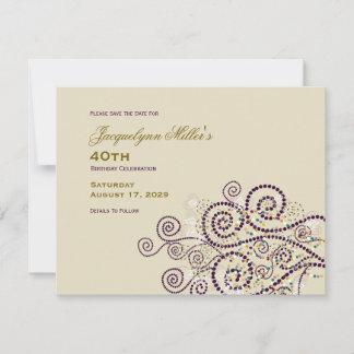 Reserve A Data Elegante Boho Roxo Espiral Adulto Étnico Aniversár
