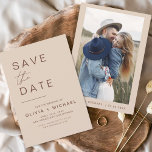 Reserve A Data Elegante Boho Salve a data do minimalista de fotos<br><div class="desc">Cartões salve a data Boho Terracotta que têm uma foto na frente. Os Cartões salve a data contêm uma moderna tipografia cursiva escrita escrita escrita escrita escrita escrita escrita escrita que é elegante,  simples e moderna a ser usada depois da simples celebração do dia de casamento minimalista.</div>