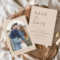 Elegante Boho Save the Date Foto Minimalista