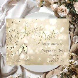 Reserve A Data Elegante Bokeh, Taças de Vinho Confete Casamento