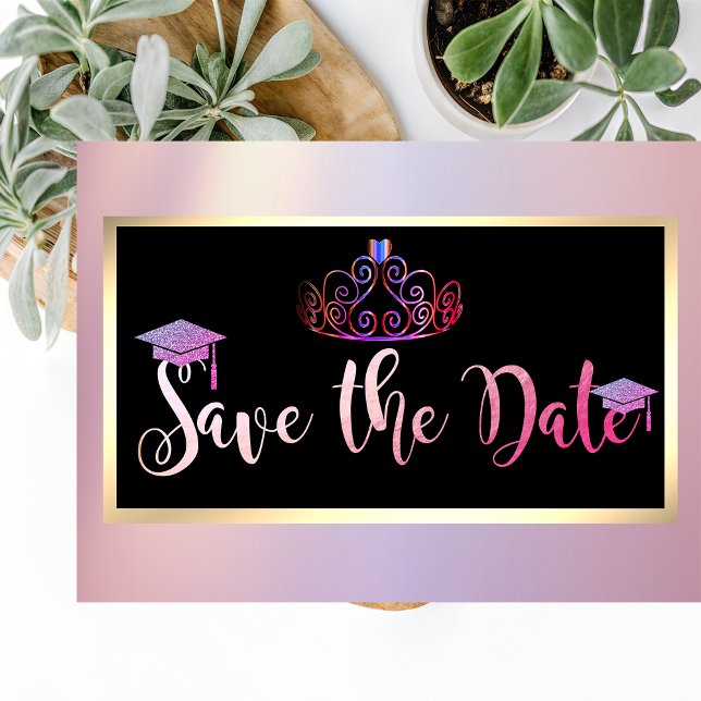 Reserve A Data Elegante Brilho, Tiara de Formatura Save The Date (Criador carregado)