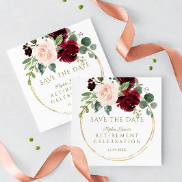 Reserve A Data Elegante Burgundy Blush Retirada Dourada Floral