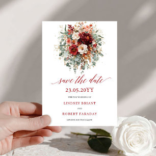 Reserve A Data Elegante Burgundy Dourado Floral Outono Salve A Da