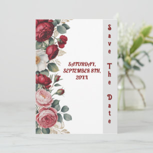 Reserve A Data Elegante Burgundy Floral Flat Salve A Placa Date