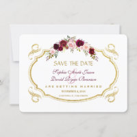 Elegante Burgundy Marsala Queda Floral Salvar Data