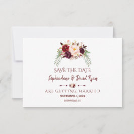 Reserve A Data Elegante Burgundy Red Marsala Floral Salvar A Data