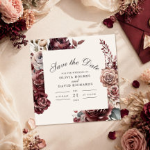 Elegante Burgundy & Rosa Desbotada Floral Save the