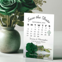 Elegante Calendário de Casamento Rosa Chic Emerald