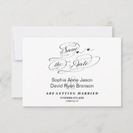 Reserve A Data Elegante Caligrafia Preto e Branco Save The Date