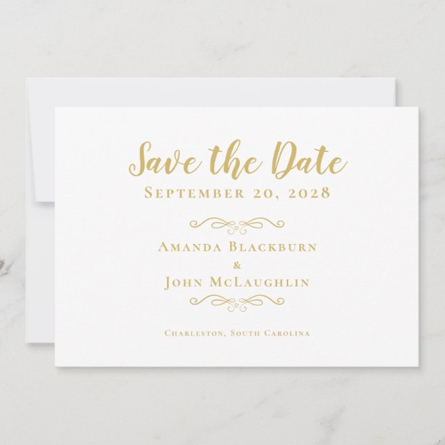 Reserve A Data Elegante Caligrafia Romântica Letra Delicada Doura (Frente)