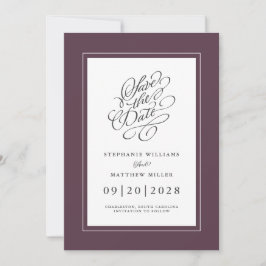 Reserve A Data Elegante Casamento Chic Trendy Script Moody Purple