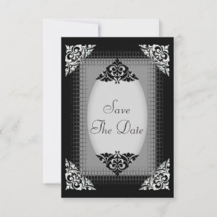 Reserve A Data Elegante Casamento de Prata e Preto para Salvar a