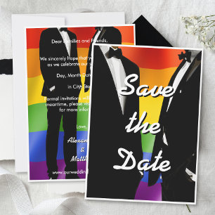 Reserve A Data Elegante Casamento Gay Moderno Arco-íris Homens