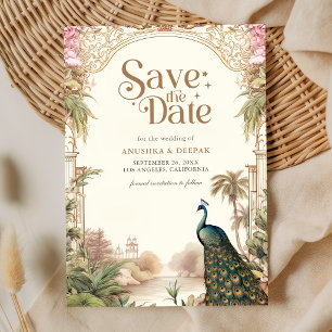 Reserve A Data Elegante Casamento Indiano Jardim Pavão Vintage