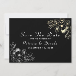Reserve A Data Elegante Casamento Preto e Dourado