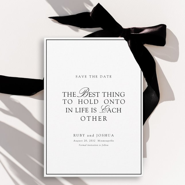 Reserve A Data Elegante Casamento Real Branco e Preto (Elegant Royal White & Black Wedding Save The Date)