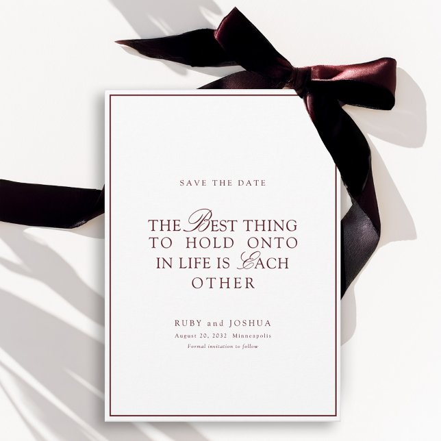 Reserve A Data Elegante Casamento Real em Burgundy e Branco (Elegant Royal Burgundy & White Wedding Save The Date)