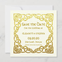Elegante Celtic Wedding Ivory Faux Dourado Nó Celt