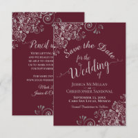 Elegante Cinza Prata Renda Babados Burgundy Casame