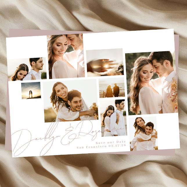 Reserve A Data Elegante Clássico Collage Sage Green Multi Photo (Criador carregado)