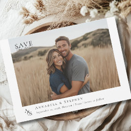 Reserve A Data Elegante, Clássico, Monograma, Branco, Casamento 1