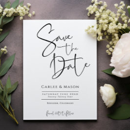 Reserve A Data Elegante Clássico Preto e Branco Salve o Dia