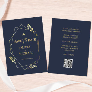 Reserve A Data Elegante Código QR Moderno Dourado para Casamento 