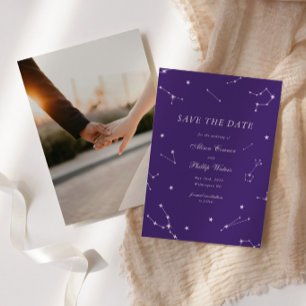 Reserve A Data Elegante Constelação Roxo Casamento Celestial