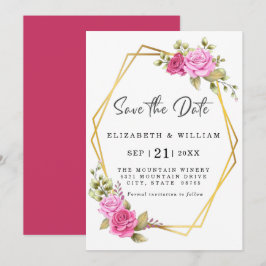 Reserve A Data Elegante Cor-de-rosa Blush Dourado Geométrico
