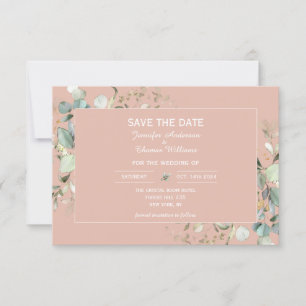Reserve A Data Elegante cor de Rosa de chá Eucalyptus botânico