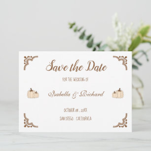 Reserve A Data Elegante Creamy Pumpkins Flat Save The Date Card