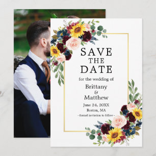 Reserve A Data Elegante de Fotografia Dourada Floral Mistura de