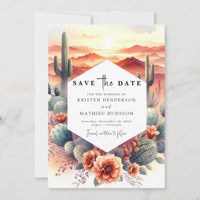 Reserve A Data Elegante Desert Cactus Wedding (Frente)