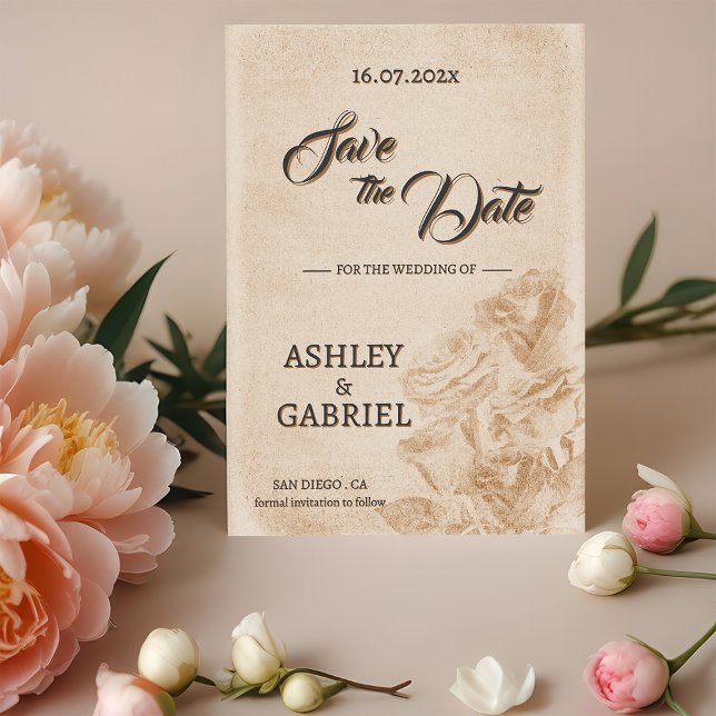 Reserve A Data Elegante Design de Save The Date Floral Rústico pa (Elegant Rustic Floral Wedding Save The Date Design)