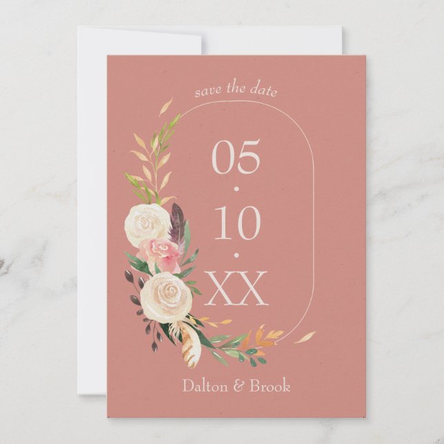 Reserve A Data Elegante e Moderno Terracota Save the Date de Casa (Frente)